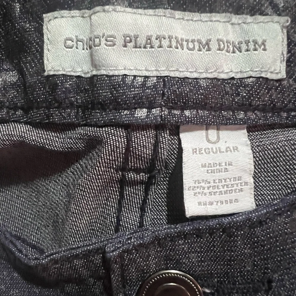 Chicos Platinum Denim Blue Snakeskin Print Jeans - Picture 6 of 6
